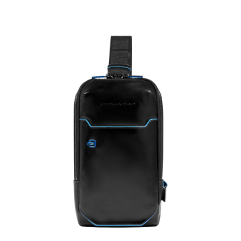 Рюкзак слинг мужской PIQUADRO BLUE SQUARE CA6898B2/N черный кожа